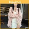 Womens Collar Striped Longsleeved Polo Sun Protection Shirt Lightweight And Loosefitting For Summer