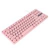 Gaming Keyboard USB Round 87 Keys Colorful Backlit Ergonomic Mechanical Touch Wired Keyboard for Desktop Laptop PC Pink