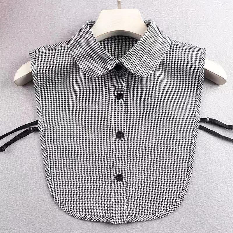 Ins Fake Collar Plaid Shirt Detachable Collars Solid Shirt Womens Dickie Collar White Girls Top Clothes Dickey Collar For Women