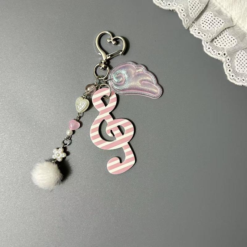 

Creative Design Kawaii Retro Keychain Organizer Polka Dot Stripe Music Note Star Wings Creative Cute Ita Bag Charm Key Holder