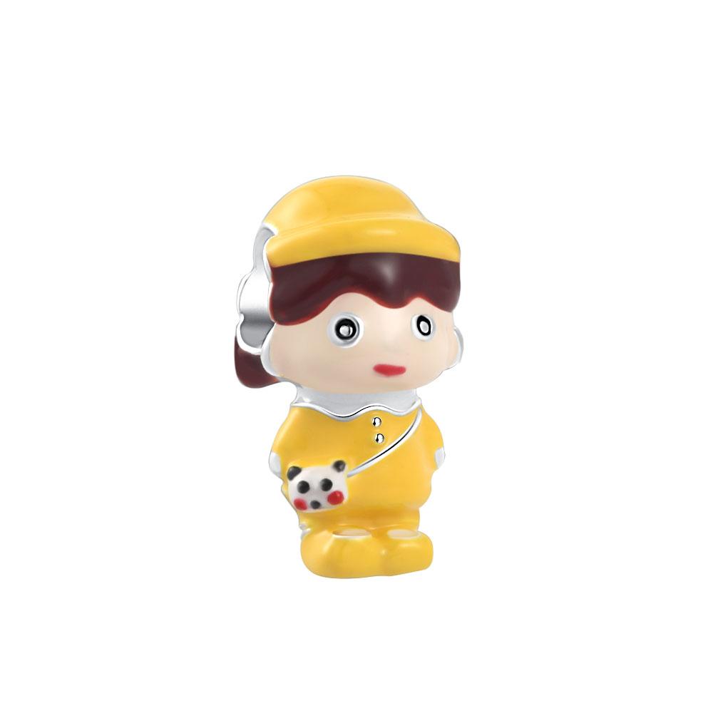 Europe New Copper Pig Doll Charm Cute Pink Cake Dangle Pendant Bead Fit Original Bracelet Jewelry For Gift