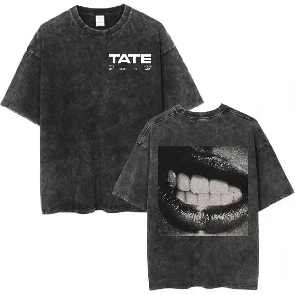 Tate McRae Graphic T Shirt Washed Black Y2K Streetwear Unisex Tee S-XXL