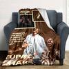 1pc 2PacHip Hop Blanket Soft Lightweight All Season Multi Purpose Throw for Sofa, Bed, Office & Picnics, French Style with Iconic Album Art & Quotes
