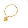 European & American Light Luxury Paperclip Chain Heart Pendant Bracelet in 18K Gold Stainless Steel