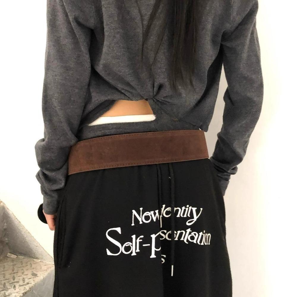 Suede Women Wide Belt Jeans Girdle Western Cowboy Belt Retro Leather Waistband  Women