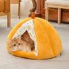 Cat Cave Pumpkin Warm Plush Non-Slip Covered Cat Bed Cute Pet Nest For Calming Sleeping Winter Kitten Small Dog Pet Indoor Home