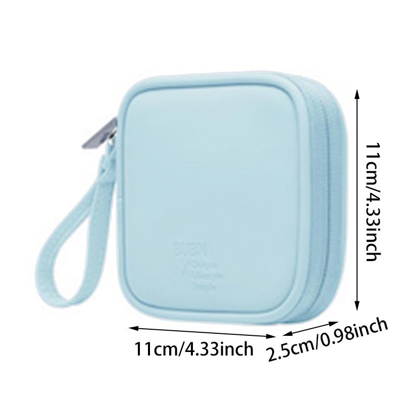 Solid Color Simple Lightweight Earphone Bag Large Capacity Waterproof and Scratch-resistant PU Skin-feel Mini Earphone Bag
