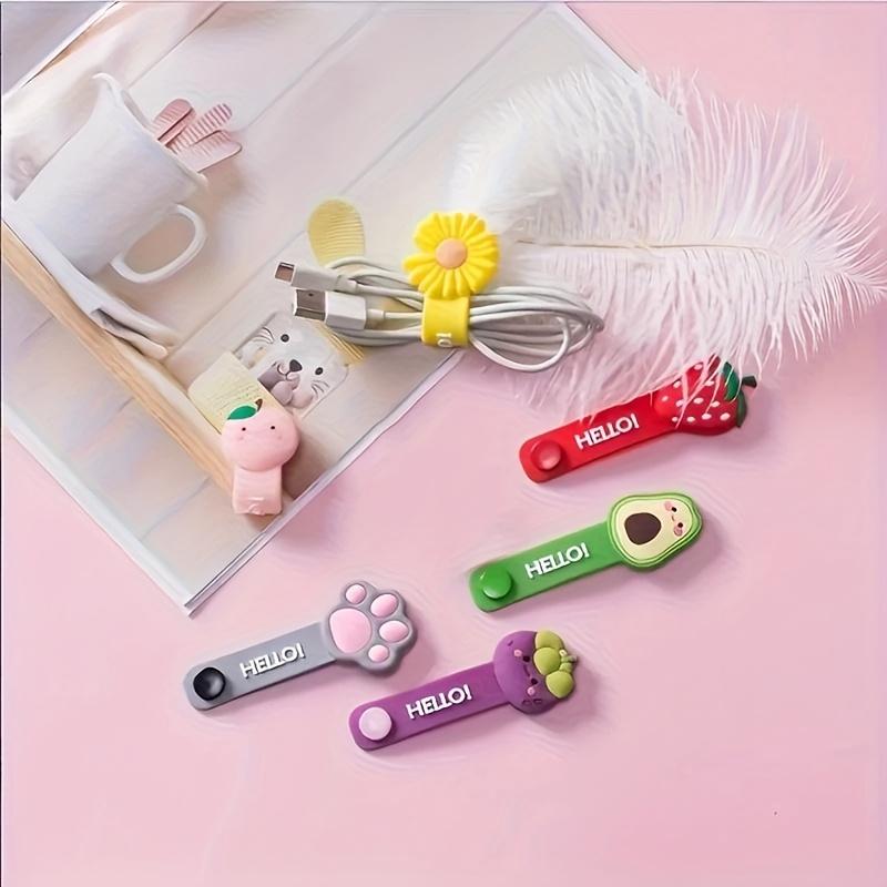 6Pcs Cartoon Fruit Cable Winders, Reusable Organizer for Earphone and Charging Cables, Perfect for Home and Office Use.
