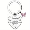 Grateful Holiday Gift for Relatives Family Butterfly Heart Tag Laser Hanging Ornament Keychain Stainless Steel Keychain for Backpack Bag Pendant