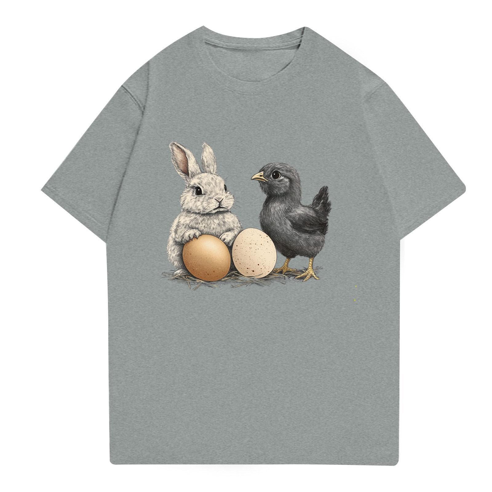 

Пасха - мужская повседневная мешковатая футболка с принтом кролика, круглый вырез, пуловер, топ с короткими рукавами XXL