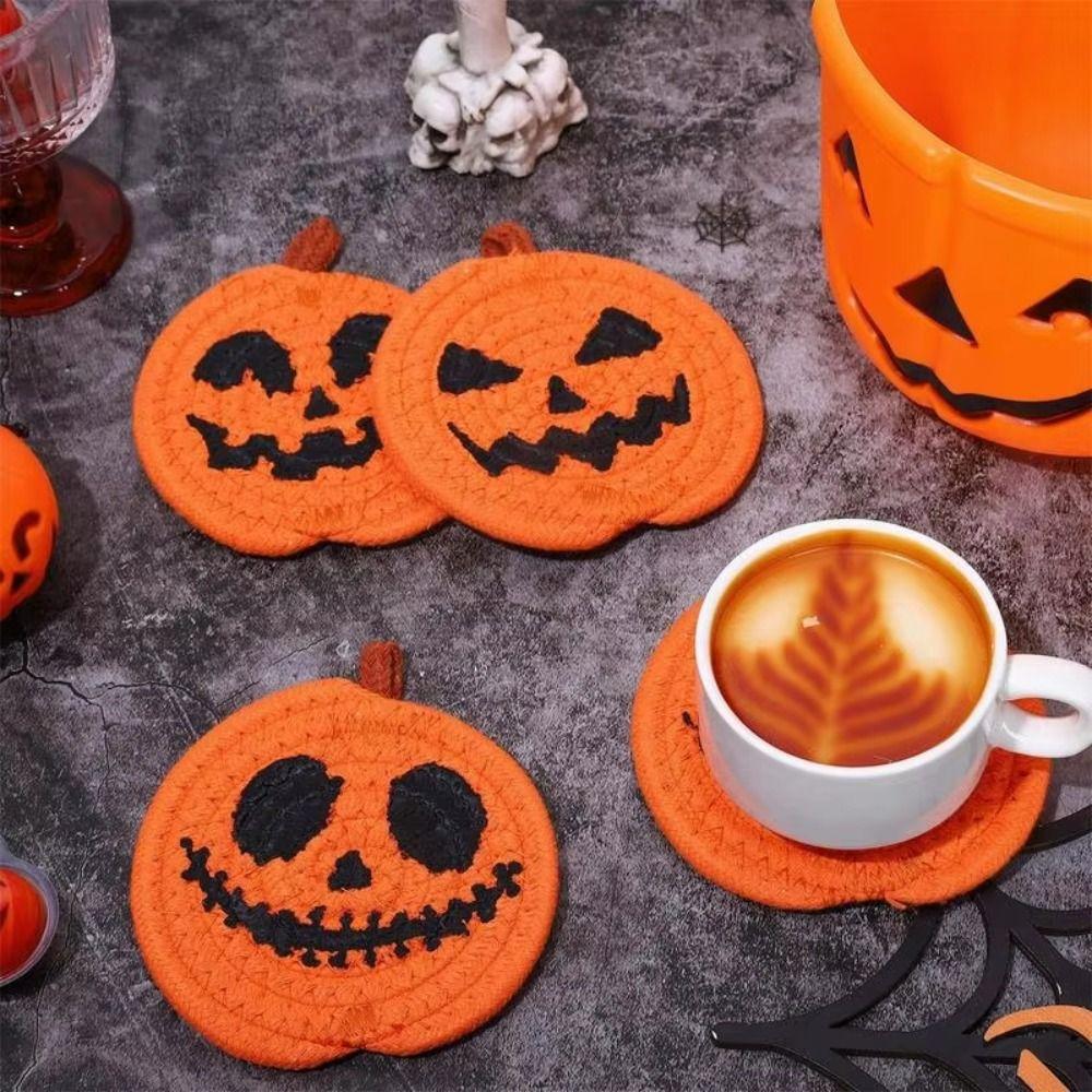 4/8Pcs Anti Scald Pumpkin Shaped Coasters Creative Decorative Placemats Non-Slip Cup Mat  Home Decor