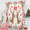 2pcs 2D Flat Printing Christmas Curtains Deer Heart Holly Christmas Fabric Without Electricity Festive Holiday Use for Classroom