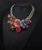 Farbige Blumen Kristall Edelstein Kurze Schlüsselbein Halskette Gewebt Damen Zubehör
