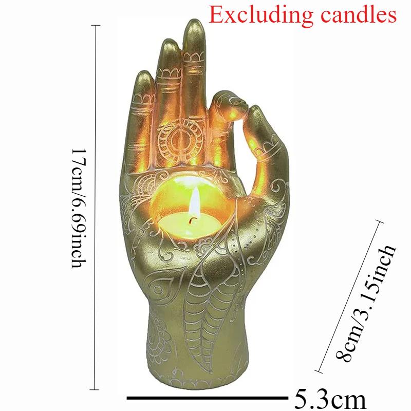 

Buddha Candle Holder for Meditation and Relaxing, Hand Decor Statues, Home and Hotel Figurines, Retro Small Tealight Lights