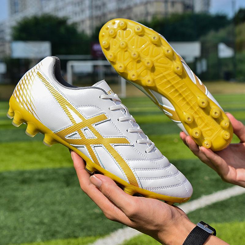 Football Shoes High-top Tf Broken Nails Artificial Flat Leather Feet Boys and Girls Competition Student Training Shoes AG Long Nails
