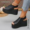 Fish Mouth Chunky Platform Sandals for Women Thick Sole Wedge Sandals with Elastic Band Summer Fashion High Heel Sandalias Mujer
