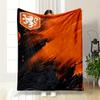 Orange and Black Abstract Lion Emblem Printed Flannel Blanket for Bedroom, Living Room, Sofa, and Nap