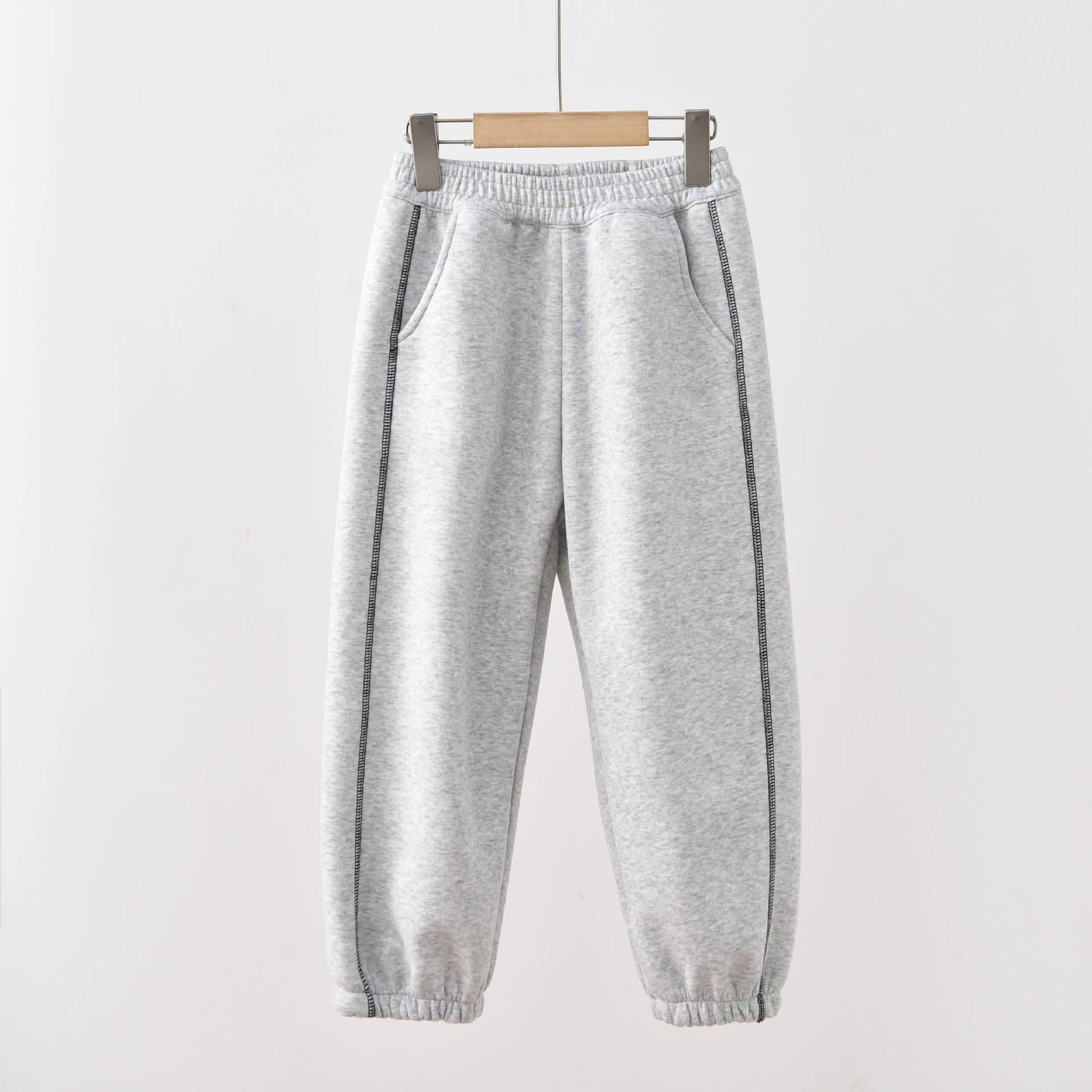 

Children s Linen Wide-Leg Joggers: Autumn Contrast Stitch Sports Pants for Boys and Girls 120