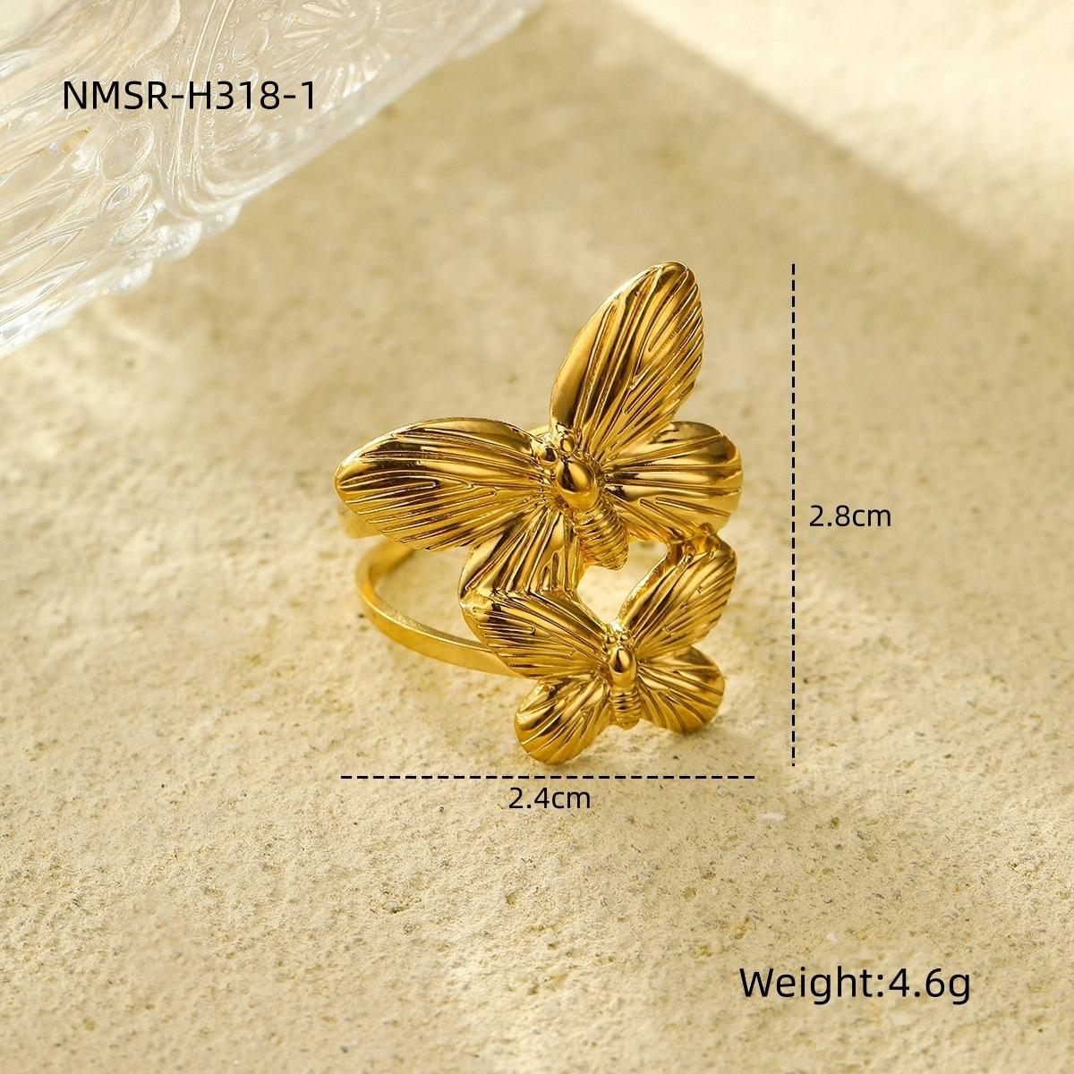 GEMCHIC Women s Vintage Flower Leaf Stainless Steel Ring - Fashion Titanium Steel Adjustable Ring