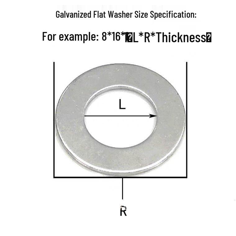 Galvanized Thickened Flat Washer - Large Size Options (M4, M5, M6, M8, M10)