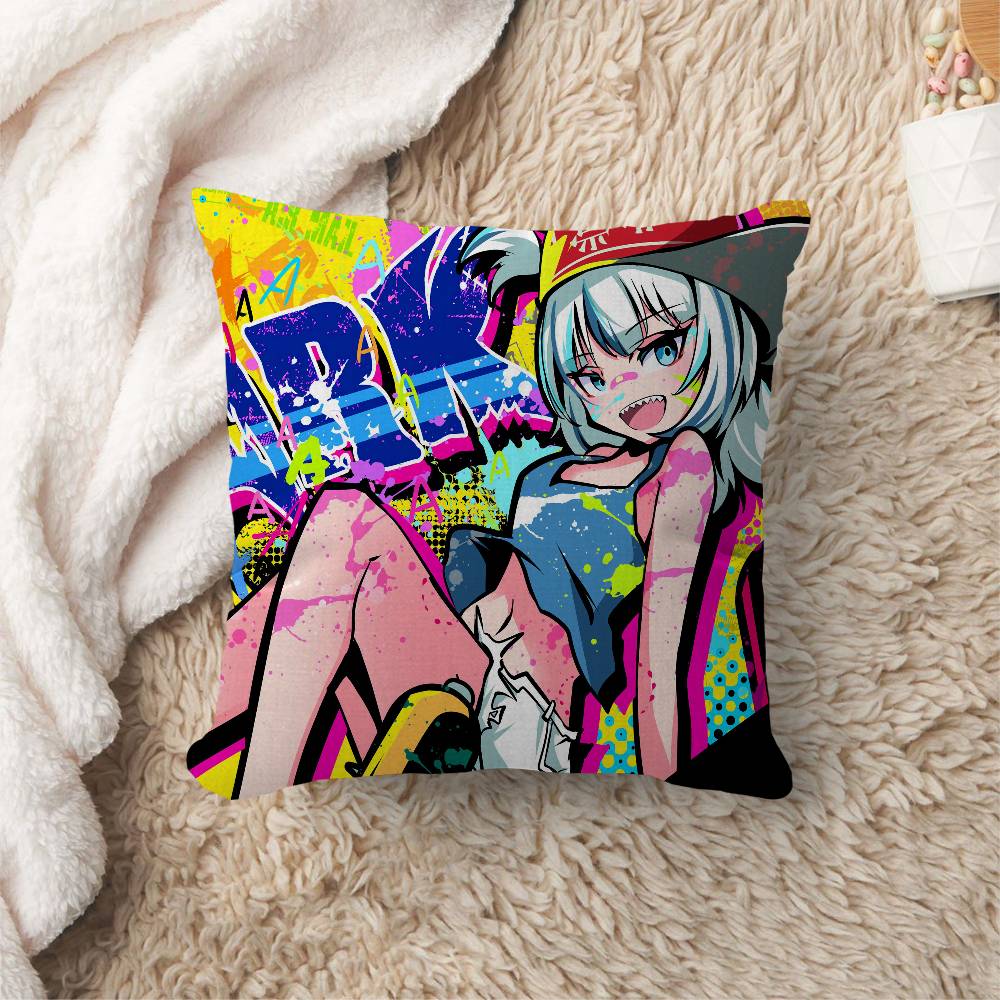 Hololive Vtuber Gawr Gura Pillow Cover Design Cushion Cover Decor Holiday Decorati