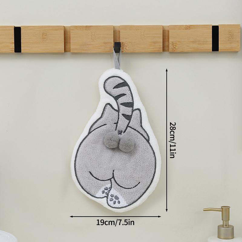 

Cute Cat Hand Towels Absorbent Handkerchief Dining Table Cleaning Towels Absorbent Towel for Hand Bathroom Accessories