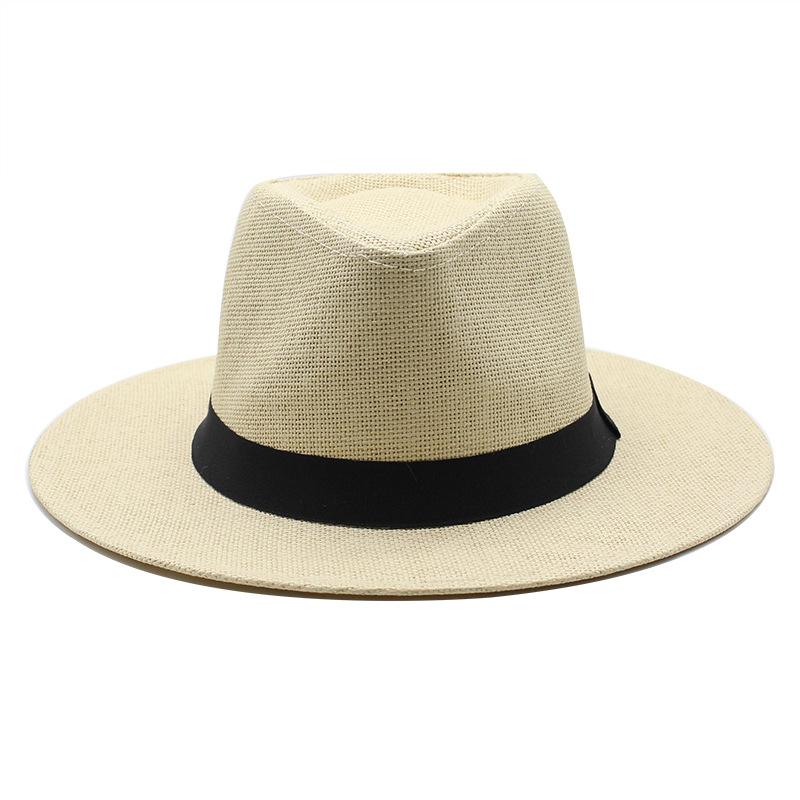 Hat Men's Summer Travel Vacation Beach Hat British Wind Wide Rim Sun Hat Shade Top Hat Panama Straw Hat Women