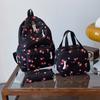 Fashionable Cute Strawberry Backpack Set 3Pcs Handbag&Pen Pouch Quilted Nylon Women's Dual Zipper Campus Commute Essentials
