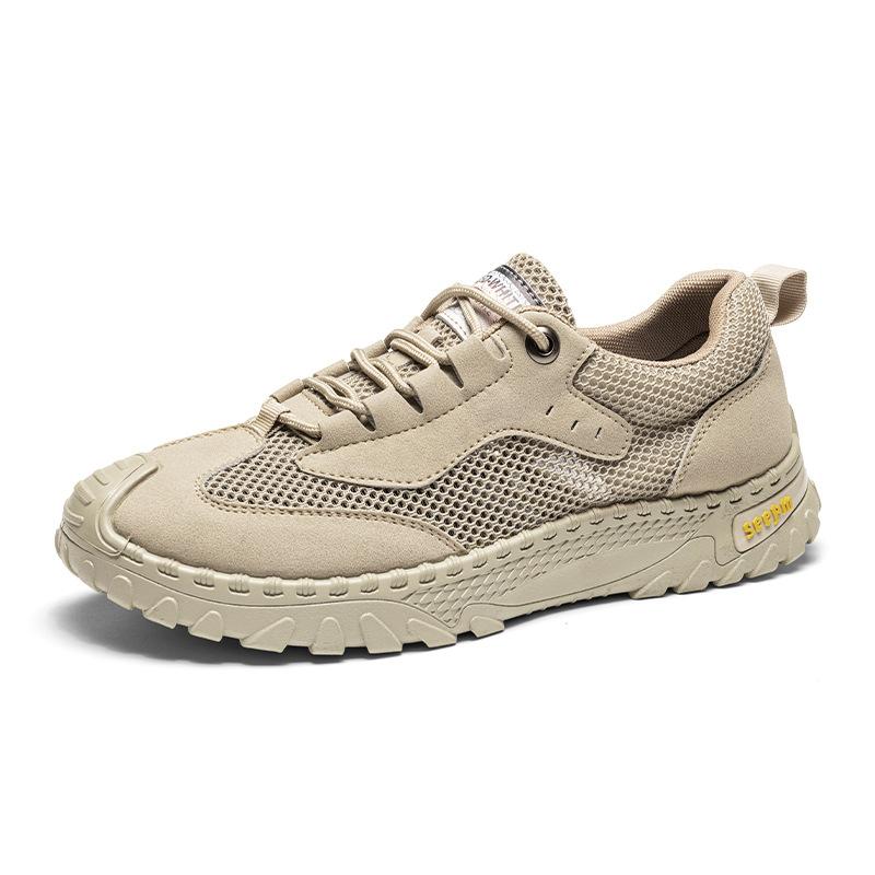 Men's shoes 2025 summer new men's outdoor hollow breathable mesh beach shoes lace-up soft sole comfortable casual shoes