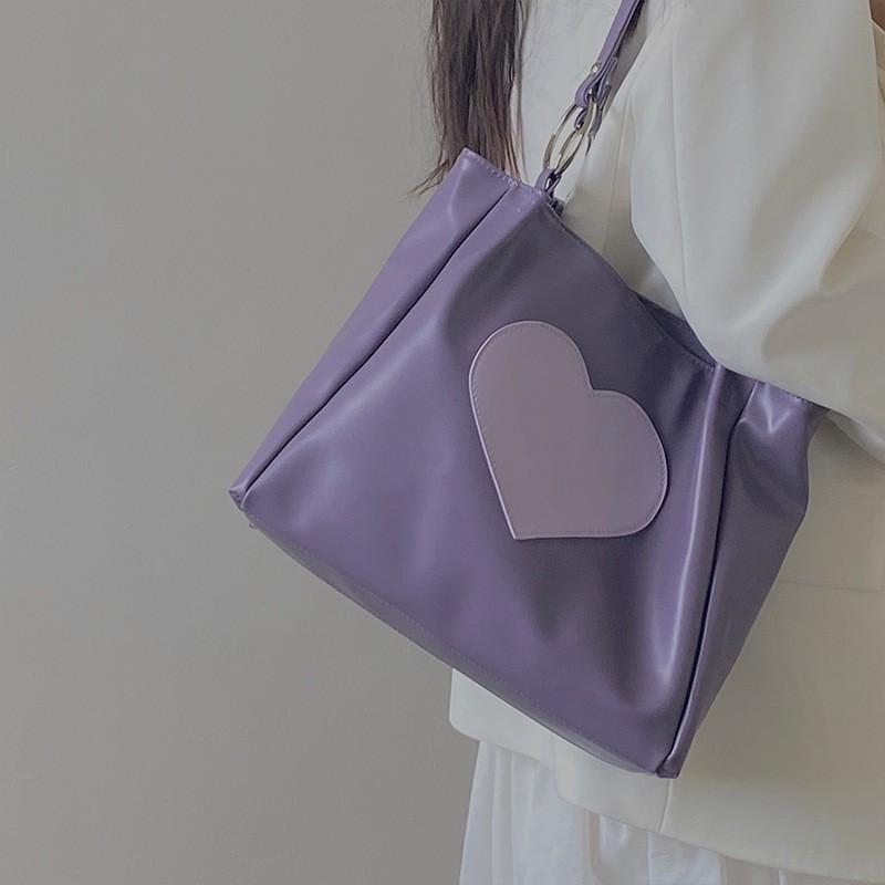 

Tote Bag Women 2026 Trendy Large-capacity Caring Shoulder Preppy Style Portable Schoolbag Commuting фіолетовий