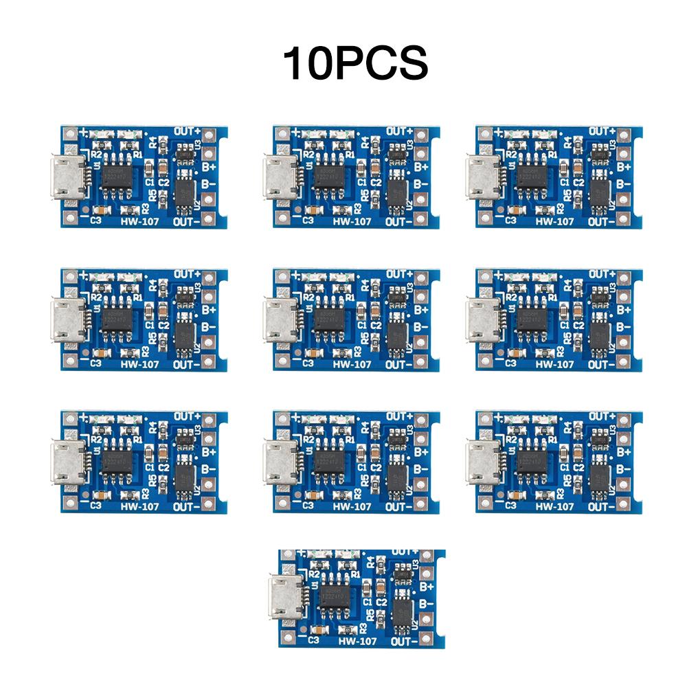 

10PCS 5V Micro USB 1A 18650 TP4056 Lithium Battery Charging Board with Protection Charger Module