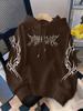 Dark Wind Hooded Sweater Men's Large Size Sweater Magic Sword Printed Jacket Vintage Street Top Tide