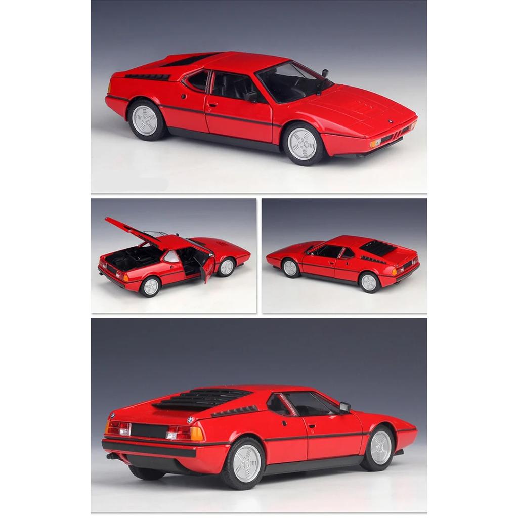 WELLY 1/24 BMW M1 Alloy Classic Sports Car Model Diecast Metal Racing Car Vehicle Model Simulation Collection Childrens Toy Gift