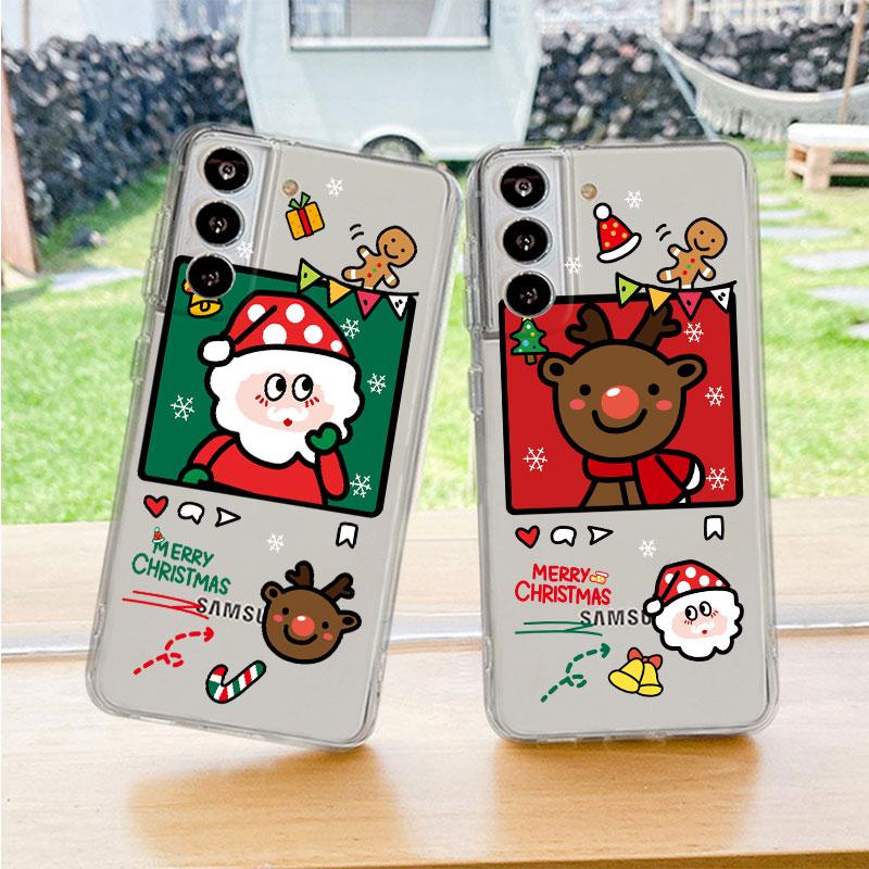 Clear Case For Samsung Galaxy S22 S20 FE S21 Plus S10 Lite S9 S8 S10e Note 20 Ultra 10 Lite 9 Phone Cover Snowman Christmas Cute