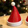 Small Statues for Home 3D Printed Flexible Spring Santa Hat Figurine Retractable Spiral Coil Christmas Toys Desktop Ornament with White Base Novelty