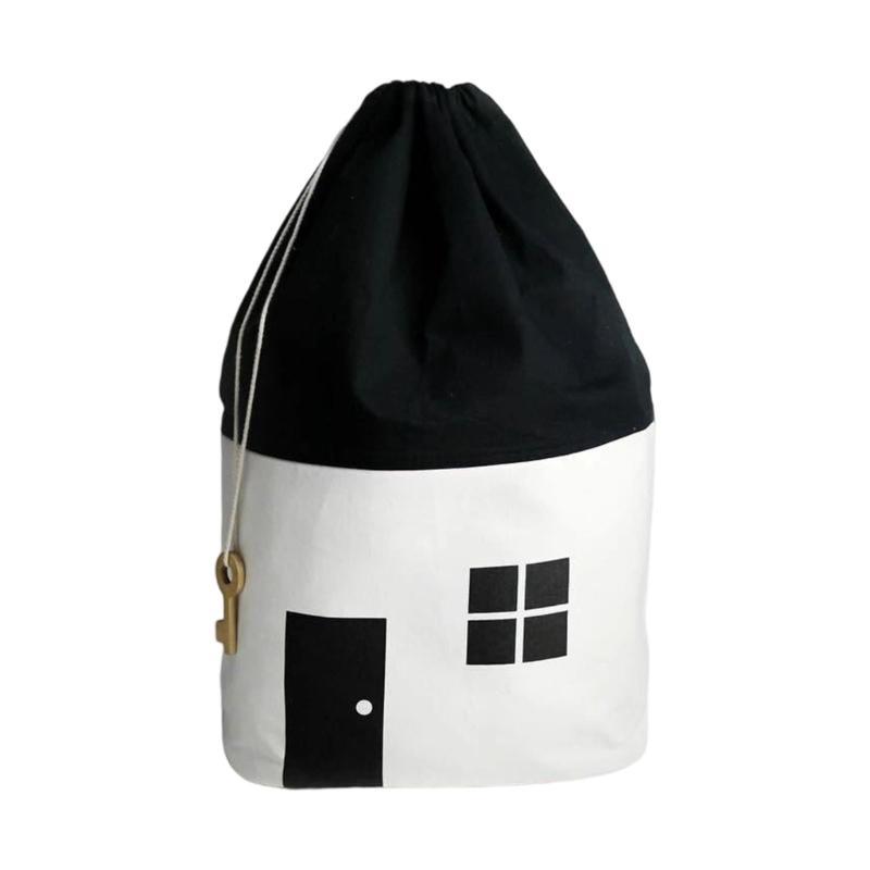 

Black White Cotton House Shaped Drawstring Organizer For Children s Toy Storage And Kids Room Decoration белый