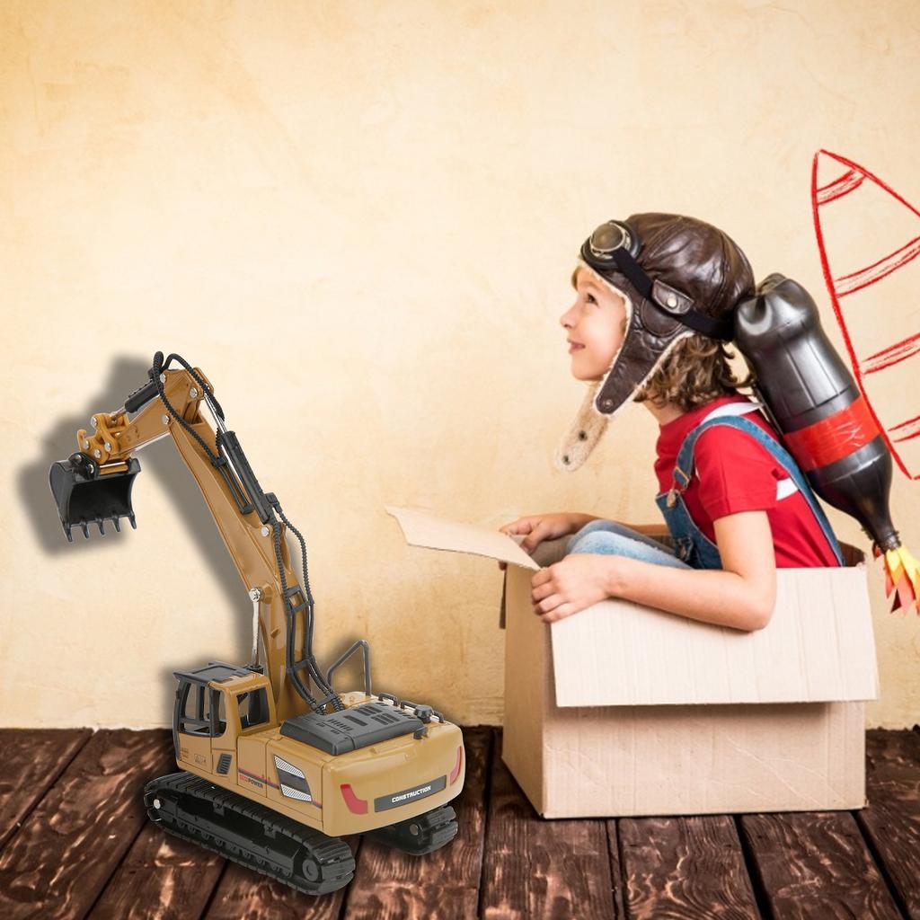 Backhoe Loader Heavy Duty Wheeled Excavator Durable 1: 60 Scale Site Backhoe Digger for Kids Decoration