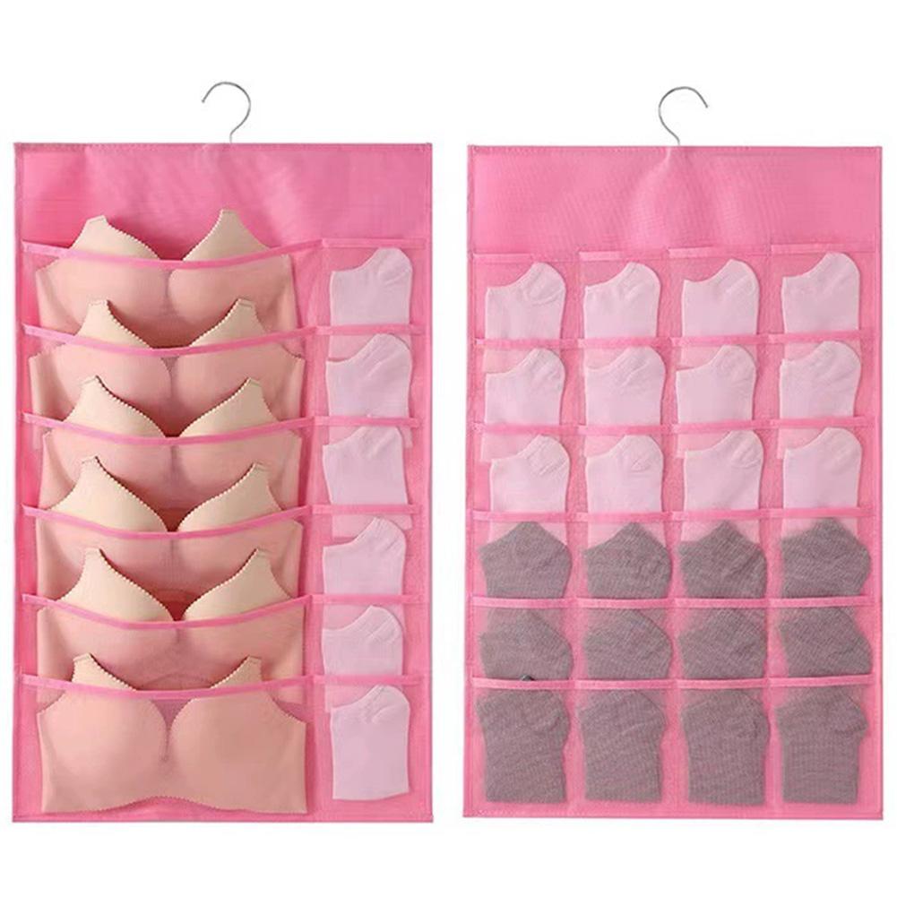 Double-Sides Underwear Bra Organizer Multifunctional Mesh Drawer Organizers Washable Closet Door Hanging Bag Clothes Divider Box