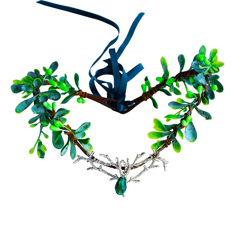 Сказочный цветочный ободок Венок из листьев Лесной эльф Головной убор Лесной цветочный для женщин Хэллоуин Косплей Фэнтези Фотография C-07green