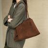 Leather women's tote bag large capacity fashionable personalized underarm bag suede high-end simple handbag shoulder bag