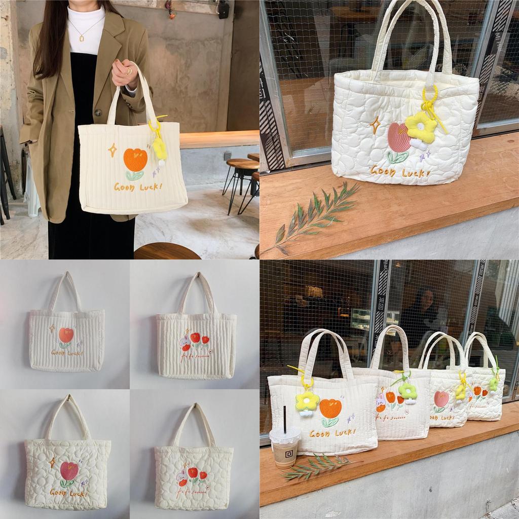 Trendy Polyester Tote Bag With Cute Embroidery Ideal For Daily Use And School