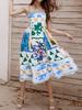 In Stock 2026: Graffiti Print Wide Hem Spaghetti Strap Dress for Women - Casual European & American Style