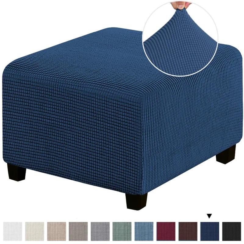 Elastic Square Footstool Cover Polar Fleece Ottoman Case Sofa Footrest Stool Slipcover For Living Room Home Furniture Protector