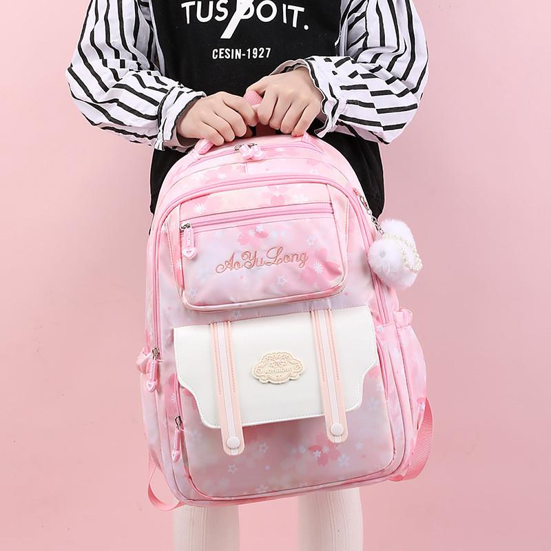 Stylish And Cute Nylon Backpack For Students Ideal For School Use In Pink Blue And Purple
