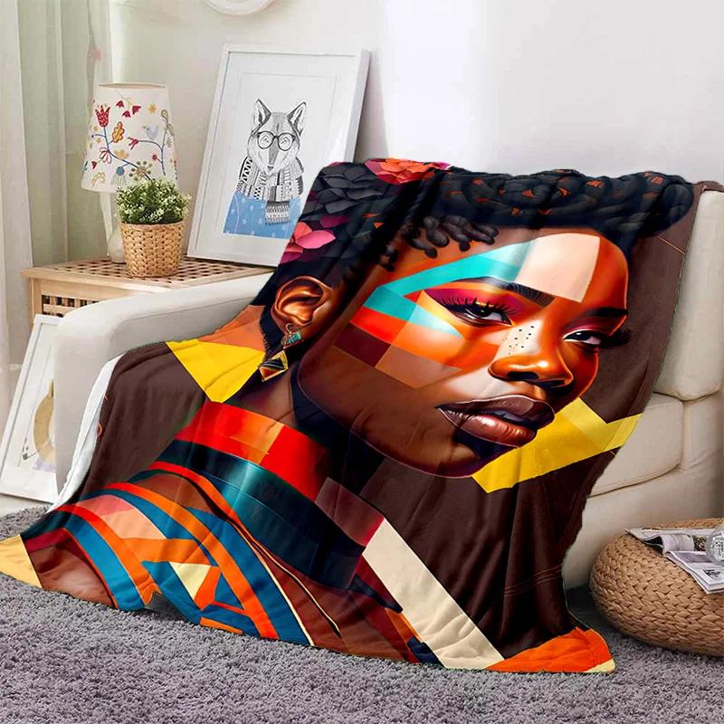 Cartoon Africa Ethiopian Painting Art Soft Flannel Blanket for Bed Bedroom Sofa Picnic,Throw Blanket for Outdoors Leisure