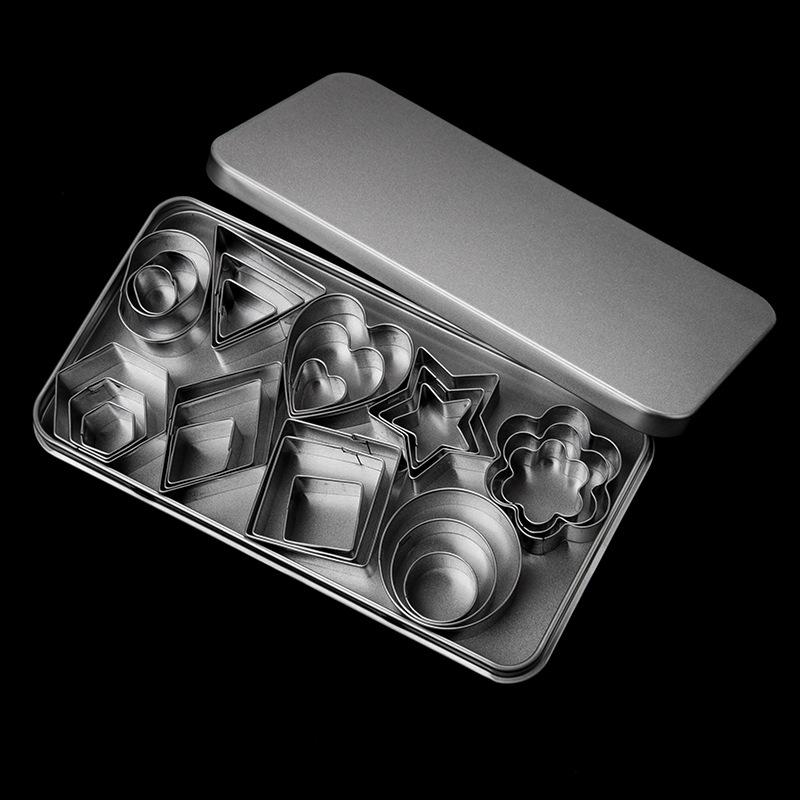 

Формочки для печенья 27/30 шт., набор из нержавеющей стали, прямоугольные формы для резки фруктов из жести, кухонная утварь для выпечки своими руками 27pcs серебряный