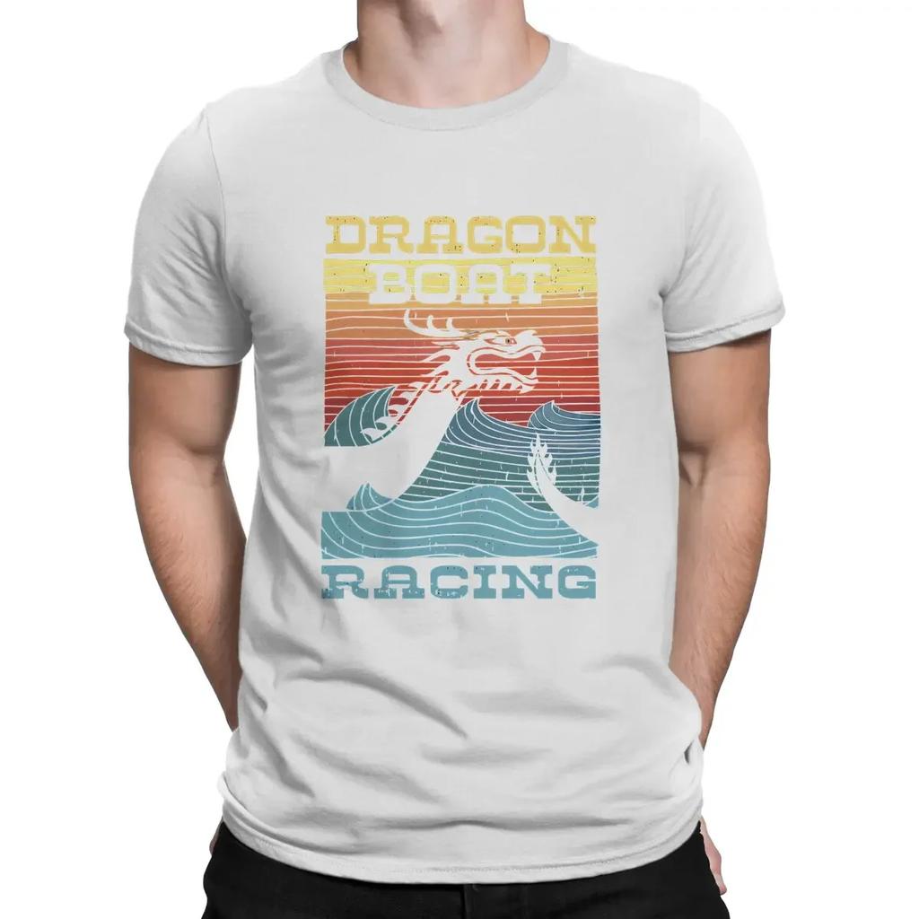T Shirt Humor High Quality Birthday Dragon Boat Racing Retro Look Man's TShirt Dragon Design Crewneck Short Sleeve 100% Cotton