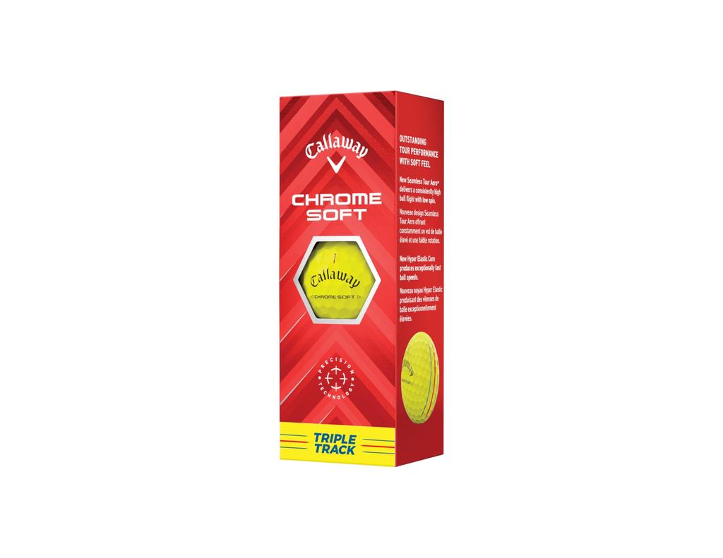 Callaway Golf Ball CHROME SOFT YLW 24 TRIPLE TRACK 1 Dozen (12 Pieces) 3 Piece Construction Triple Track Yellow