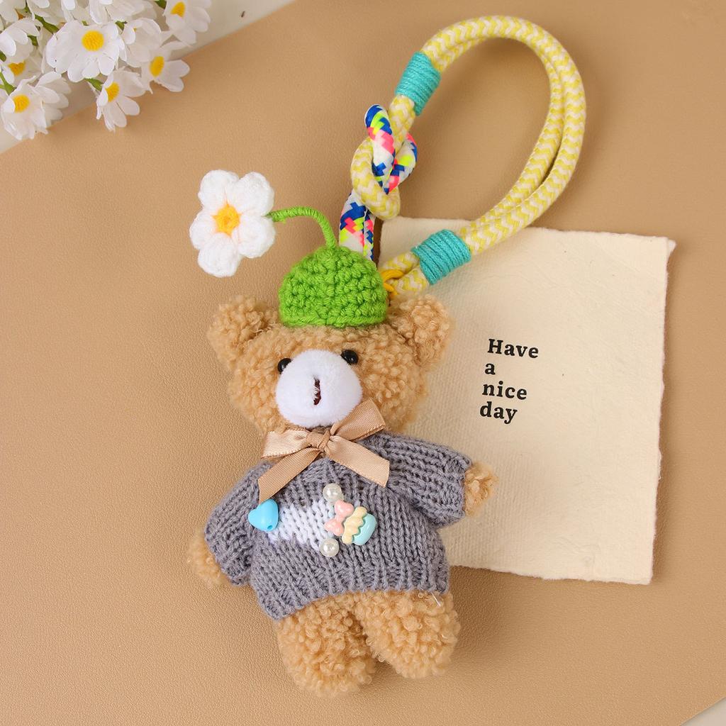 Cute Plush Puppy Bow Pendant Accessories Ins Wind Five-pointed Star Braided Rope Bag Pendant Keychain