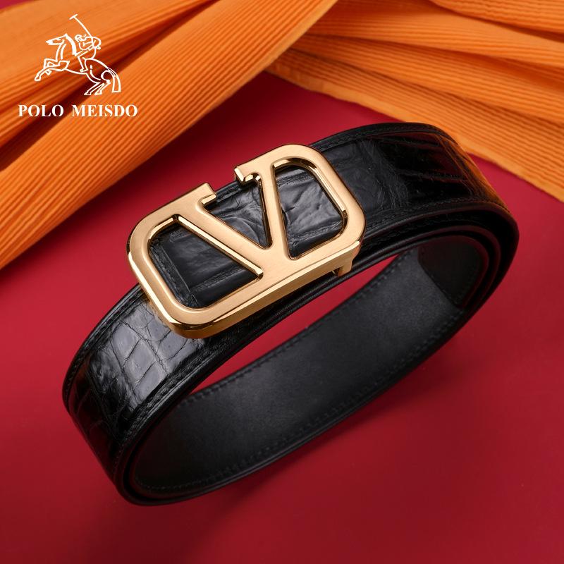 Paul Messier Herren Glatte Schnalle Alligatorleder Gürtel PL608101